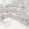 Modernes Ecksofa KENT 220cm braun Federkern Wohnlandschaft inkl. Hocker und Kissen