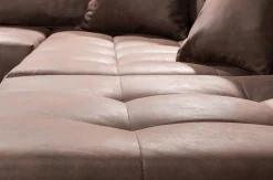 Modernes Ecksofa KENT 220cm braun Federkern Wohnlandschaft inkl. Hocker und Kissen