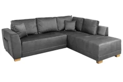 Modernes Ecksofa NORWAY 250cm grau Vogue Velours Samt Schlafsofa mit Stauraum