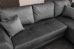 Modernes Ecksofa NORWAY 250cm grau Vogue Velours Samt Schlafsofa mit Stauraum