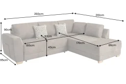 Modernes Ecksofa NORWAY 250cm taupe Microfaser Schlafsofa mit Bettkasten Federkern