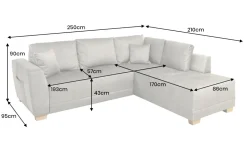 Modernes Ecksofa NORWAY 250cm taupe Vogue Velours Samt Schlafsofa mit Stauraum