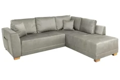 Modernes Ecksofa NORWAY 250cm taupe Vogue Velours Samt Schlafsofa mit Stauraum