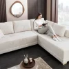 Modernes Ecksofa NORWAY 250cm beige Chenille Schlafsofa mit Stauraum inkl. Kissen