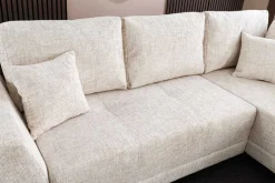 Modernes Ecksofa NORWAY 250cm beige Chenille Schlafsofa mit Stauraum inkl. Kissen