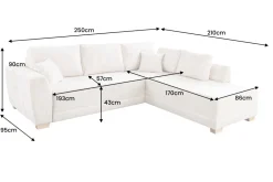 Modernes Ecksofa NORWAY 250cm beige Chenille Schlafsofa mit Stauraum inkl. Kissen