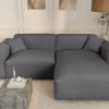 Modernes Ecksofa SIGNATUR 260cm anthrazit Cord beidseitig stellbar inkl. Kissen