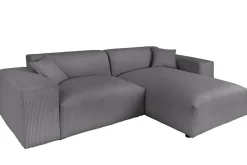 Modernes Ecksofa SIGNATUR 260cm anthrazit Cord beidseitig stellbar inkl. Kissen