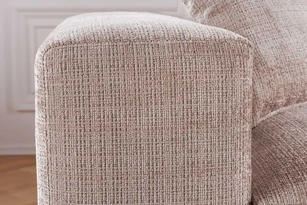Modernes Ecksofa SIGNATUR 260cm beige Chenille Cremona beidseitig stellbar inkl. Kissen