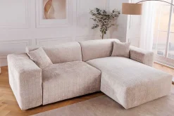 Modernes Ecksofa SIGNATUR 260cm beige Chenille Cremona beidseitig stellbar inkl. Kissen