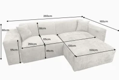 Modernes Ecksofa SIGNATUR 260cm beige Chenille Cremona beidseitig stellbar inkl. Kissen