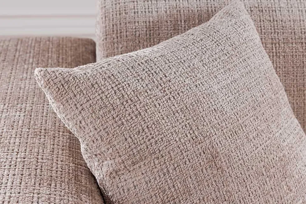 Modernes Ecksofa SIGNATUR 260cm beige Chenille Cremona beidseitig stellbar inkl. Kissen