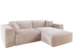 Modernes Ecksofa SIGNATUR 260cm beige Chenille Cremona beidseitig stellbar inkl. Kissen