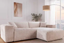 Modernes Ecksofa SIGNATUR 260cm beige Chenille Cremona beidseitig stellbar inkl. Kissen