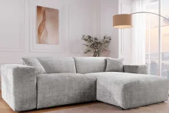 Modernes Ecksofa SIGNATUR 260cm grau Chenille Cremona beidseitig stellbar inkl. Kissen