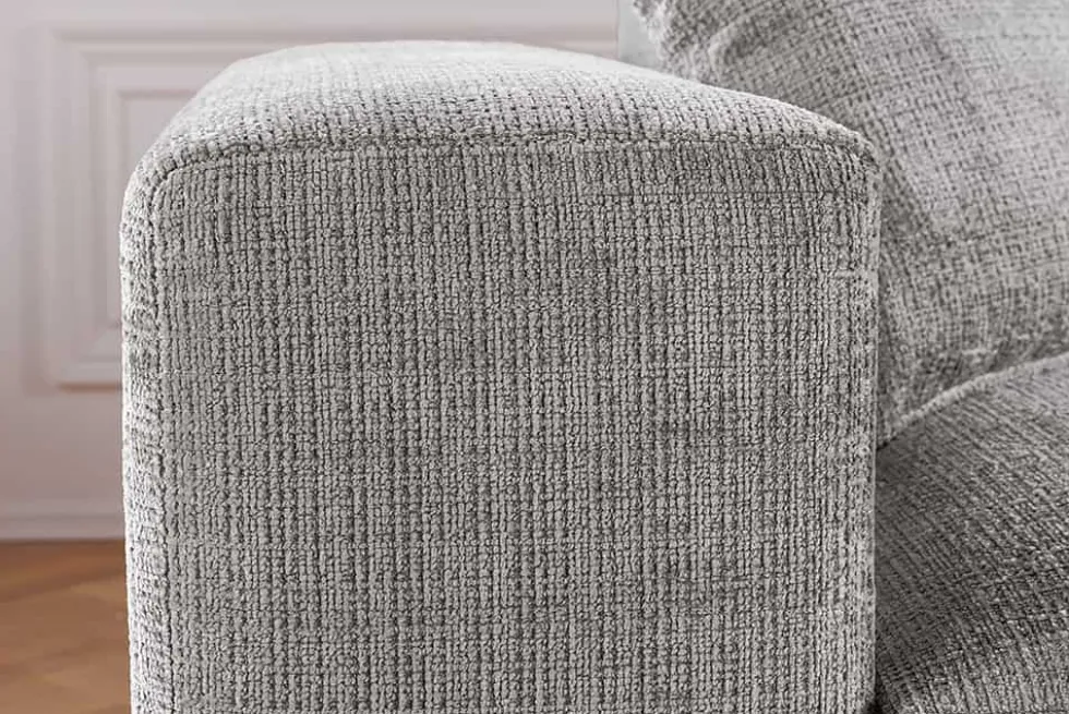 Modernes Ecksofa SIGNATUR 260cm grau Chenille Cremona beidseitig stellbar inkl. Kissen