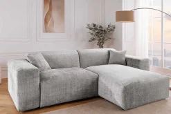 Modernes Ecksofa SIGNATUR 260cm grau Chenille Cremona beidseitig stellbar inkl. Kissen
