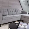 Modernes Ecksofa STOCKHOLM 220cm grau Cordstoff Federkern 3-Sitzer-Sofa