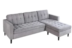 Modernes Ecksofa STOCKHOLM 220cm grau Cordstoff Federkern 3-Sitzer-Sofa