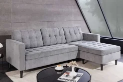 Modernes Ecksofa STOCKHOLM 220cm grau Cordstoff Federkern 3-Sitzer-Sofa