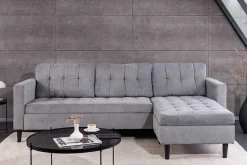 Modernes Ecksofa STOCKHOLM 220cm grau Cordstoff Federkern 3-Sitzer-Sofa