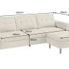 Modernes Ecksofa STOCKHOLM 220cm grau cozy Veloursstrickstoff Federkern 3-Sitzer-Sofa