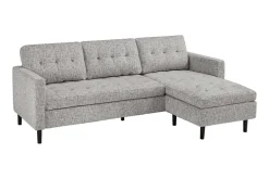 Modernes Ecksofa STOCKHOLM 220cm grau cozy Veloursstrickstoff Federkern 3-Sitzer-Sofa