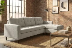 Modernes Ecksofa STOCKHOLM 220cm hellgrau Cordstoff Federkern 3-Sitzer-Sofa