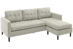 Modernes Ecksofa STOCKHOLM 220cm hellgrau Cordstoff Federkern 3-Sitzer-Sofa