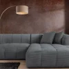 Modernes Ecksofa ZERO GRAVITY 240cm dunkelgrau Cord 3-Sitzer Couch L-Form