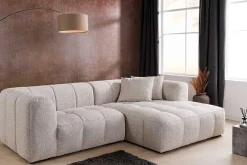 Modernes Ecksofa ZERO GRAVITY 240cm graphit beige Strukturstoff 3-Sitzer Couch