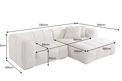 Modernes Ecksofa ZERO GRAVITY 240cm graphit beige Strukturstoff 3-Sitzer Couch