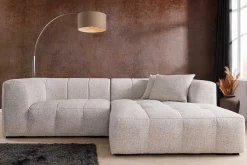 Modernes Ecksofa ZERO GRAVITY 240cm graphit beige Strukturstoff 3-Sitzer Couch