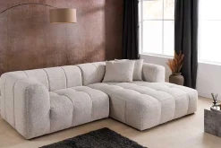 Modernes Ecksofa ZERO GRAVITY 240cm graphit beige Strukturstoff 3-Sitzer Couch