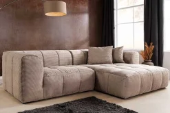 Modernes Ecksofa ZERO GRAVITY 240cm greige Cord 3-Sitzer Couch L-Form