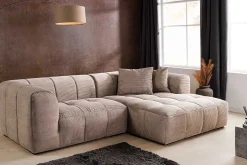 Modernes Ecksofa ZERO GRAVITY 240cm greige Cord 3-Sitzer Couch L-Form