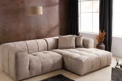 Modernes Ecksofa ZERO GRAVITY 240cm greige Cord 3-Sitzer Couch L-Form