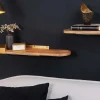 Modernes 2er Set Wandregal PURE NATURE 60cm gold Mangoholz massiv Metall handmade