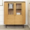 Modernes Highboard ATELIER 140cm natur Eiche schwarz Metall sechs Fächer