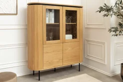 Modernes Highboard ATELIER 140cm natur Eiche schwarz Metall sechs Fächer