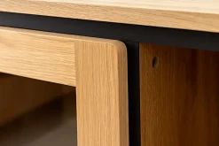 Modernes Highboard ATELIER 140cm natur Eiche schwarz Metall sechs Fächer