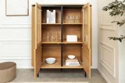 Modernes Highboard ATELIER 140cm natur Eiche schwarz Metall sechs Fächer