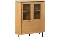 Modernes Highboard ATELIER 140cm natur Eiche schwarz Metall sechs Fächer