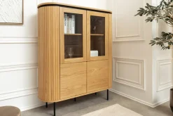 Modernes Highboard ATELIER 140cm natur Eiche schwarz Metall sechs Fächer