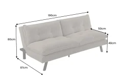Modernes Schlafsofa COCOONING 190cm grau Cord 3-Sitzer Couch