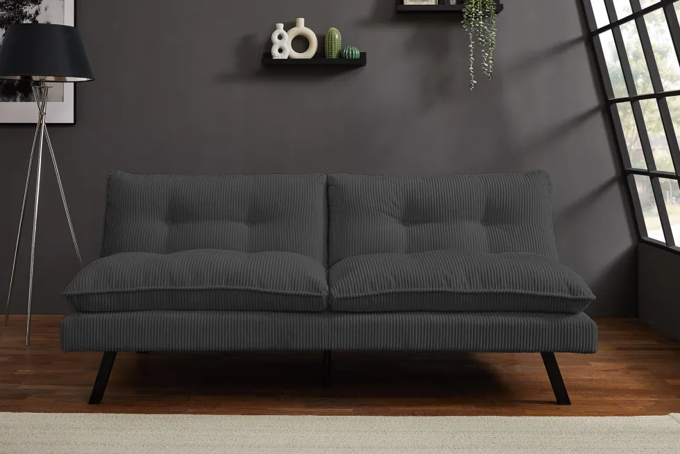 Modernes Schlafsofa COCOONING 190cm grau Cord 3-Sitzer Couch