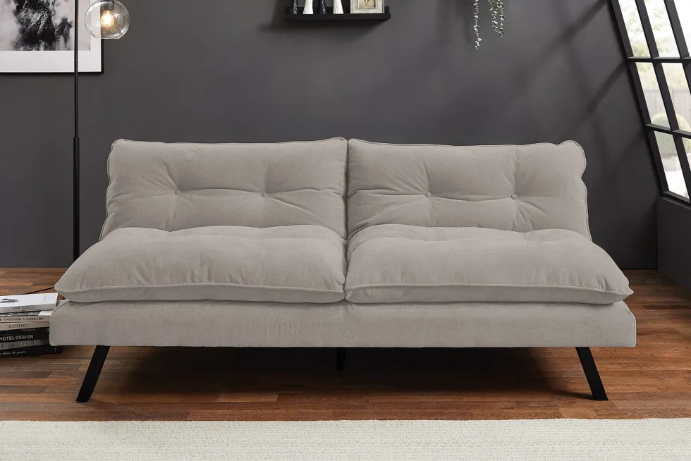 Modernes Schlafsofa COCOONING 190cm beige Chenillestoff 3-Sitzer Couch