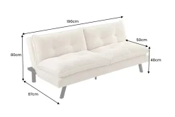 Modernes Schlafsofa COCOONING 190cm beige Chenillestoff 3-Sitzer Couch
