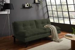 Modernes Schlafsofa COCOONING 190cm grün Cord 3-Sitzer Couch