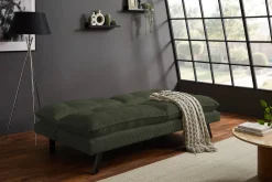 Modernes Schlafsofa COCOONING 190cm grün Cord 3-Sitzer Couch